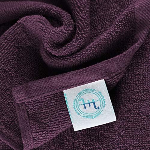 Hearth & Harbor Washcloths 12 Pack - 100% Cotton Washcloth for Body and face, High Absorbent and Soft 13"x13" Body Wash Cloth, Quick Dry - Purple Washcloths