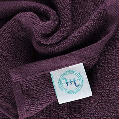 Hearth & Harbor Washcloths 12 Pack - 100% Cotton Washcloth for Body and face, High Absorbent and Soft 13"x13" Body Wash Cloth, Quick Dry - Purple Washcloths