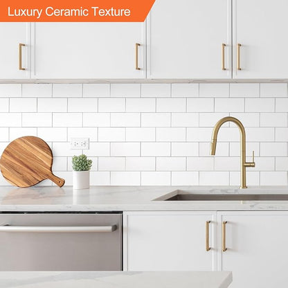 2026 New Upgrade Peel and Stick Backsplash Tile, Peel and Stick 11.34" X 11.57" Wall Tile for Kitchen, Bathroom, Fireplace, Laundry (Pure White, 1 Pack)