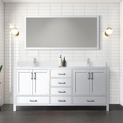 Jacques 72 in. W x 22 in. D White Double Bath Vanity and White Quartz Top