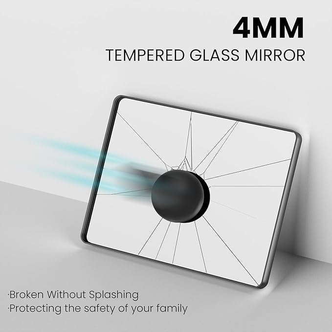 White Bathroom Mirror 48x32 Inch, White Metal Framed Bathroom Mirror for Wall, Rounded Rectangle Matte Bathroom Vanity Mirror, Tempered Glass, Anti-Rust, Horizontal/Vertical
