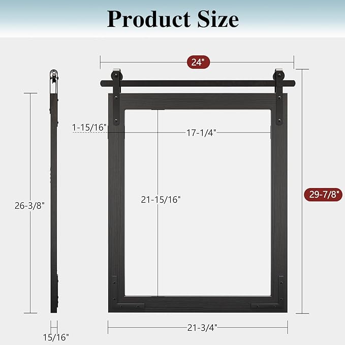 Farmhouse Bathroom Mirror, 24x30 Inch Black Vanity Mirror for Wall, Wood Framed Rustic Mirror Rectangular Wall Decor Mirrors for Entryway Living Room Bedroom