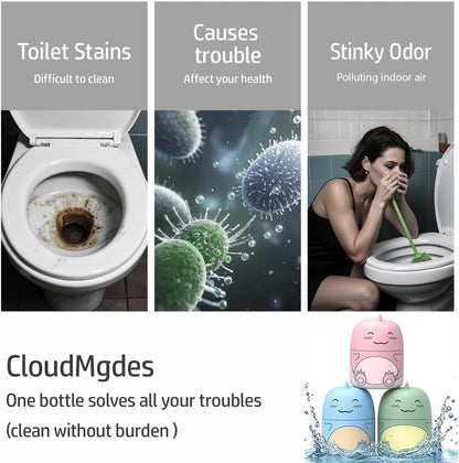 3 PCS Cute Dinosaur-Shaped Toilet Bowl Cleaner Bottle, Automatic Bathroom Toilet Tank Cleaner with Ocean Scent,Septic Toilet Bowl Tablets in Bottles, Automatic Long-Lasting Toilet Cleaner Bottle