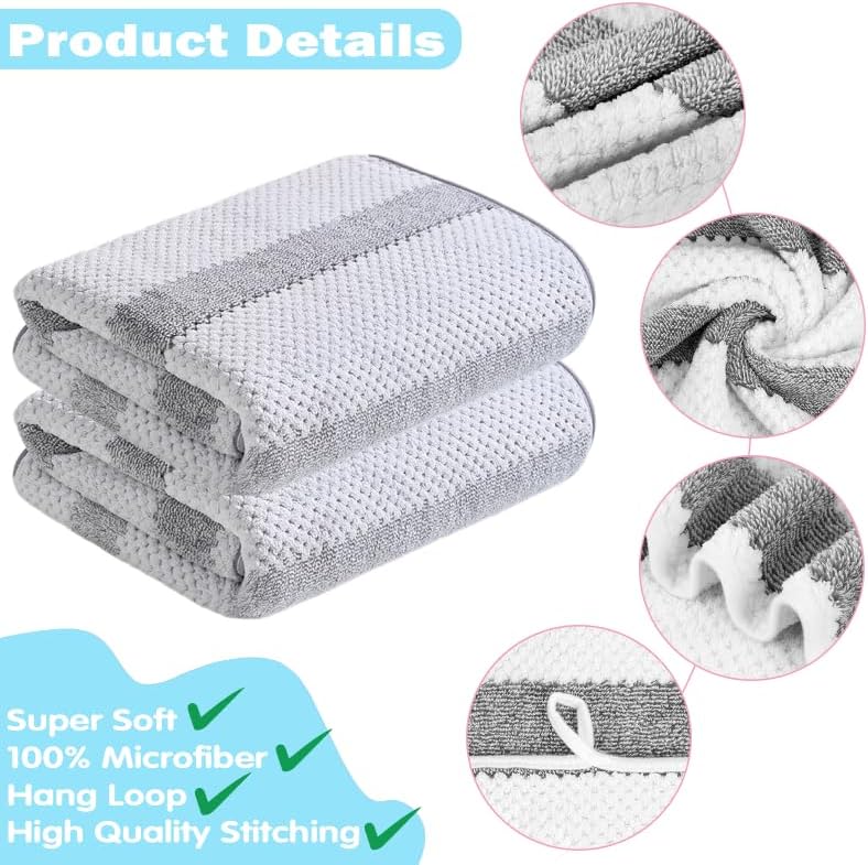 2-Pack Microfiber Bath Towels (27x54 Inches) - Ultra Soft & Quick Dry, 3X Absorbency, Lightweight for Gym, Yoga, Travel & Spa - Perfect for Home, Fitness & Post-Workout