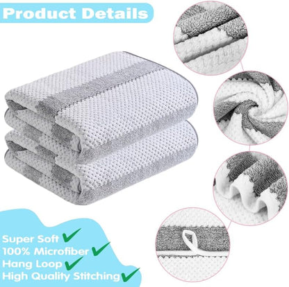 2-Pack Microfiber Bath Towels (27x54 Inches) - Ultra Soft & Quick Dry, 3X Absorbency, Lightweight for Gym, Yoga, Travel & Spa - Perfect for Home, Fitness & Post-Workout