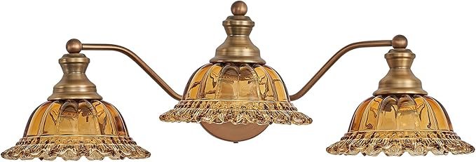 Tea Glass 3 Light Vanity Light Colored Glass Bathroom Light Fixture Vanity Lighting Fixtures