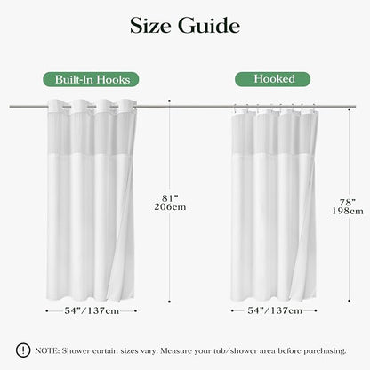 White Hook Free Waffle Shower Curtain & Snap-in Fabric Liner,54x81 | Less Time to install, 3 in 1 Fabric Shower Curtain and Liner Set with Magnets, Stall, Long, Shower Curtains for Bathroom