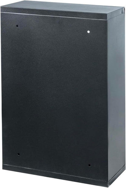 MyGift Black Bathroom Medicine Cabinet, Wall Mounted Metal Storage Cabinet with 3 Shelves, Locking Glass Door Keys