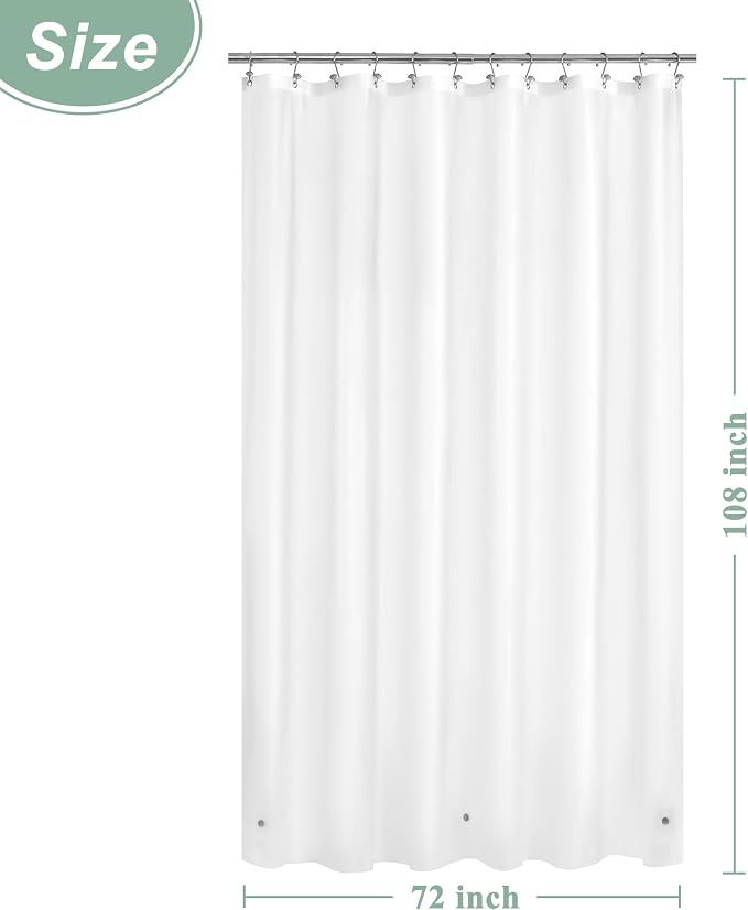 Mrs Awesome 72x108 Extra Long Shower Curtain Liner with Magnets, Frost | 3 Bottom Magnets,12 Rustproof Grommets,Water Proof Lightweight PEVA,72W x 108H Super Long Shower Liner for Bathroom