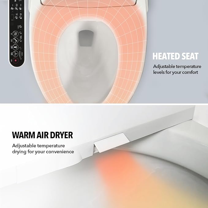 Barumi Bidet [BM-4000], Electric Bidet Toilet Seat, Heated Seat, Warm Water, Position Control, Eco-Mode, Self Cleaning