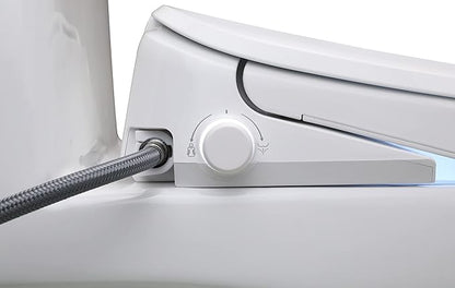 ALPHA BIDET UX Pearl Bidet Toilet Seat in Elongated White | Ultra Low Profile | Endless Warm Water | Arced Stainless Steel Nozzle | LED Nightlight | Dryer | Deodorizer | 3 Year Warranty