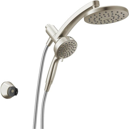 Delta 6-Setting PivotPro 3-in-1 Combination Shower Head with ProClean Spray, Brushed Nickel Round Shower Head Rainfall with Handheld Spray, 1.75 GPM, SpotShield Brushed Nickel 75649SN