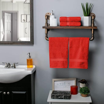 SUPERIOR Egyptian Cotton Plush & Absorbent, Hand Towel Set of 4, Red | Quick Dry, Soft Luxury Towel Set, Bath Essentials for Bathroom, Guest Bath, Spa, 4 Piece Set, Madeline Towels