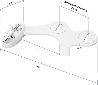 LUXE Bidet NEO 320 - Warm Water, Dual Nozzle, Self-Cleaning, Non-Electric Bidet Attachment for Toilet Seat, Adjustable Water Pressure, Rear & Feminine Wash (White)