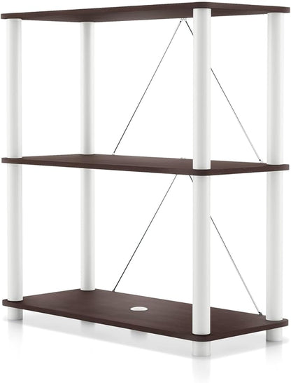 Homes: Inside + Out Apexa Modern 3-Tier Wide Shelving Units, Collectibles Display Shelves, Easy Assembly Standing Shelf, Home Storage Organizer for Living Room, Bedroom, Office, Espresso