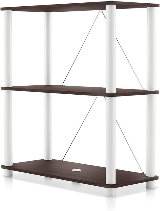 Homes: Inside + Out Apexa Modern 3-Tier Wide Shelving Units, Collectibles Display Shelves, Easy Assembly Standing Shelf, Home Storage Organizer for Living Room, Bedroom, Office, Espresso