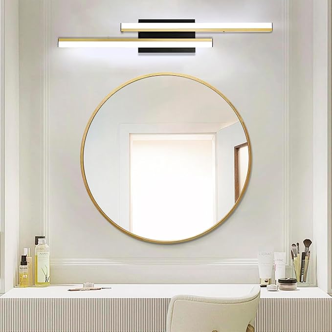 Bathroom Light Fixtures Over Mirror: 32 Inch Retractable LED Bathroom Vanity Light ETL Certified 5CCT 2700K-5700K Wall Light 34W Modern Vanity Light Bar Dimmable - Wall Light Fixtures, Golden 1 Pack