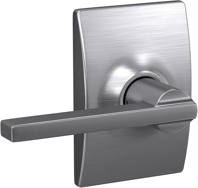 Schlage F10 LAT 626 CEN Latitude Door Lever with Century Trim, Hall & Closet Passage Lock, Satin Chrome
