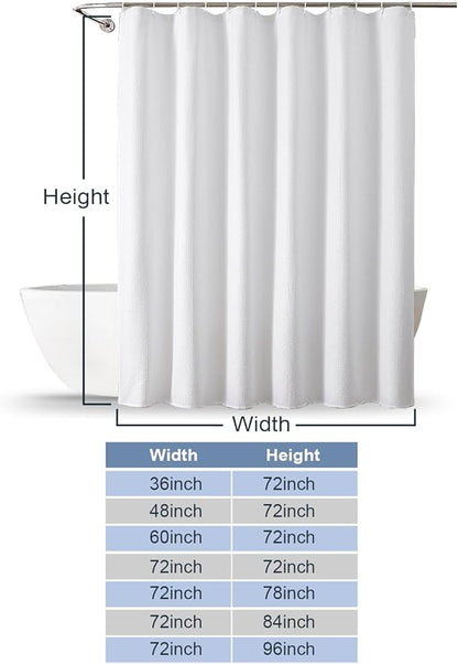 OWENIE White Shower Curtain for Bathroom 72 Inches Long, 3D Embossed Textured Fabric Farmhouse Shower Curtain Soft Cloth, Water Repellent, Machine Washable, Hotel Style, 60" W x 72" L, White