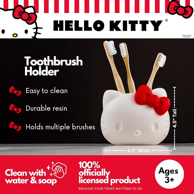 Hello Kitty Toothbrush Holder - Makeup Brushes/Pens Tumbler, (Officially Licensed Product) By Franco