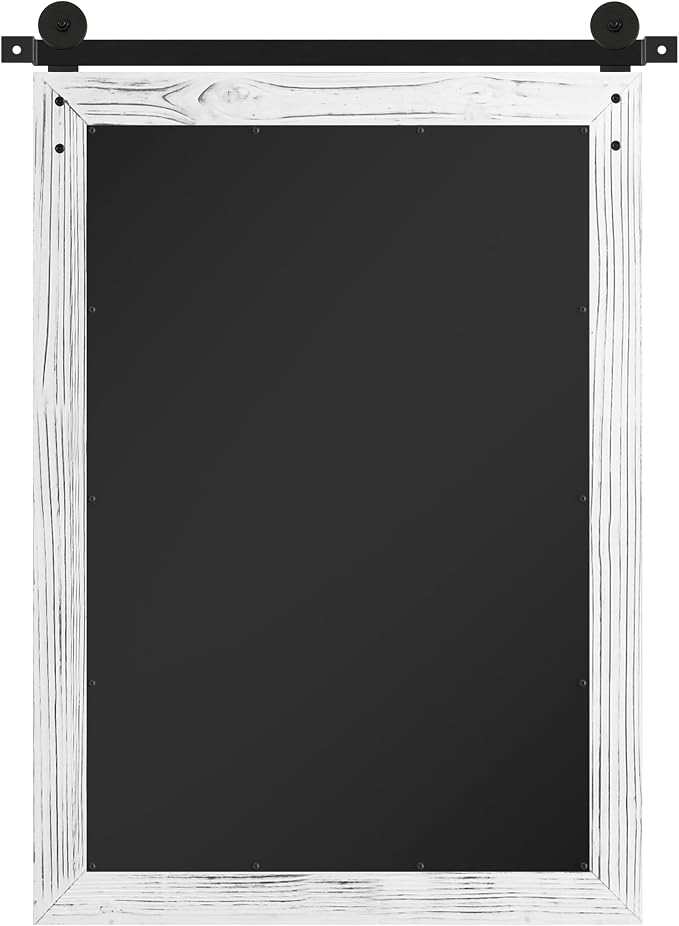 COGOOD Farmhouse Bathroom Mirrors for Over Sink - 38 x 25 White | Rustic Barn Door Wood Framed Vanity Mirror for Entryway, Living Room, Bedroom, Dresser Wall Decor