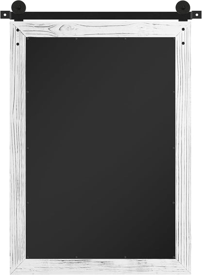 COGOOD Farmhouse Bathroom Mirrors for Over Sink - 38 x 25 White | Rustic Barn Door Wood Framed Vanity Mirror for Entryway, Living Room, Bedroom, Dresser Wall Decor