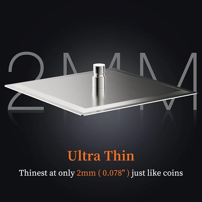 16 Inch Square Rain Shower Head | 304 Stainless Steel, 324 Jets, Ultra Thin High Pressure Bathroom Rainfall Showerhead, Brushed Nickel
