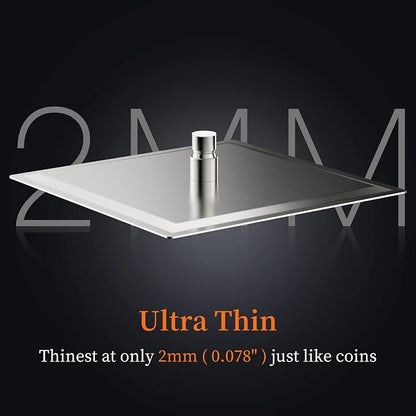 16 Inch Square Rain Shower Head | 304 Stainless Steel, 324 Jets, Ultra Thin High Pressure Bathroom Rainfall Showerhead, Brushed Nickel