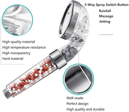 NOSAME Shower Head, Filter Filtration High Pressure Water Saving 3 Mode Function Spray Handheld Showerheads for Dry Skin & Hair
