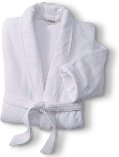 Marriott Terry Velour Bathrobe - Luxury 100% Cotton Hotel Spa Robe - Plush, Absorbent, Machine Washable - Shawl Collar, One Size