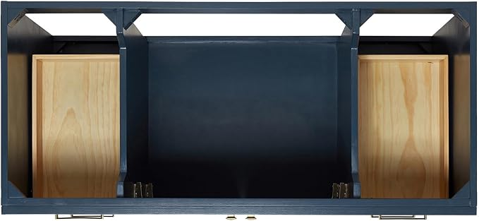 Bradford 48-Inch Bathroom Vanity with Sink — Midnight Blue Single Sink Bathroom Vanity, 1.5" Edge Carrara White Quartz Countertop, Solid Wood, 2 Soft-Close Doors, 4 Full Extension Dovetail Drawers