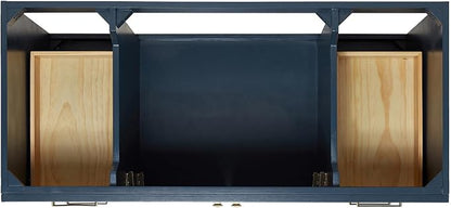 Bradford 48-Inch Bathroom Vanity with Sink — Midnight Blue Single Sink Bathroom Vanity, 1.5" Edge Carrara White Quartz Countertop, Solid Wood, 2 Soft-Close Doors, 4 Full Extension Dovetail Drawers