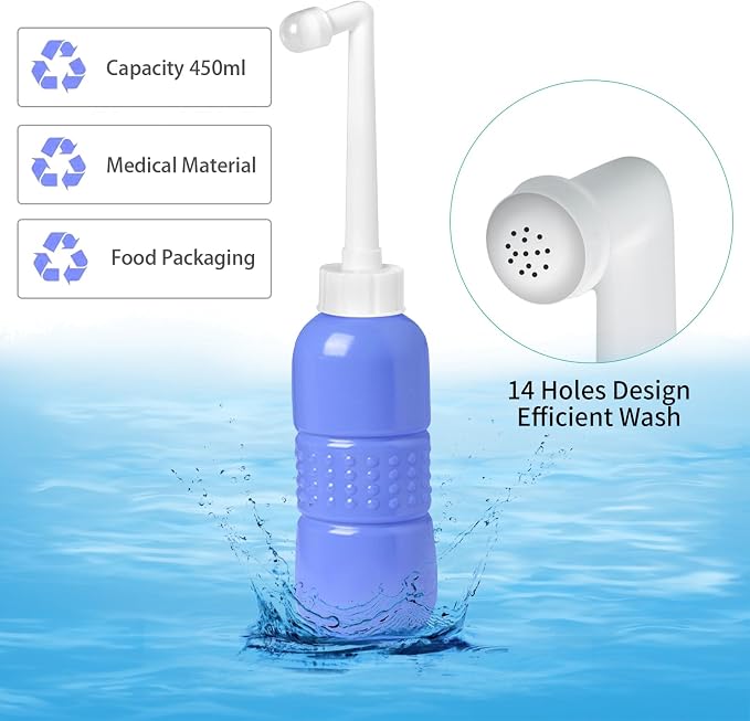Portable Bidet, Personal Bottle Sprayer for Personal Hygiene Handheld,Pregnant Women Cleansing, Postpartum Clean, Handheld Travel Bidet with 450ML Water Capacity and Retractable Spray