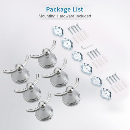 FILTA Bathroom Towel Hooks, Polished Chrome Robe & Towel Hooks for Wall Mounted, Traditional Towel and Robe Hooks for Hanging Towels, Bath Towel Holder for Shower(6 Pack)
