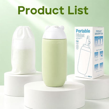 Rotatable Nozzle Portable Bidet – 360ml Touch-Free Nozzle Peri Bottle, Leak-Proof Travel Handheld Bidet for Postpartum Care, Personal Hygiene, Camping & Outdoor Use (Green)