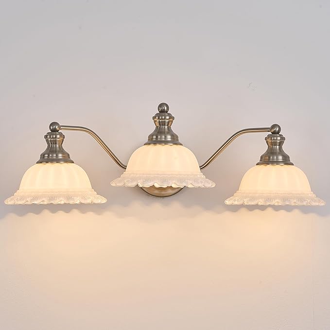 Brushed Nicke 3 Light Vanity Light Bathroom Vanity Light Fixture