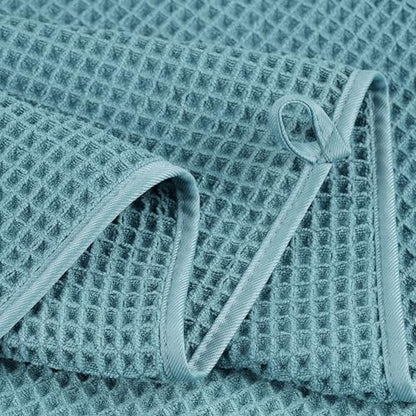 POLYTE 430 GSM Poly Blend Microfiber Quick Dry Waffle Bath Towel Set of 6