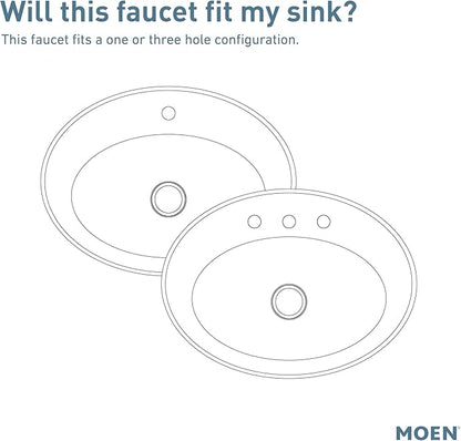 Moen Meena Matte Black One-Handle Single Hole Modern Bathroom Sink Faucet with Optional Deckplate and Drain Assembly, 84794BL