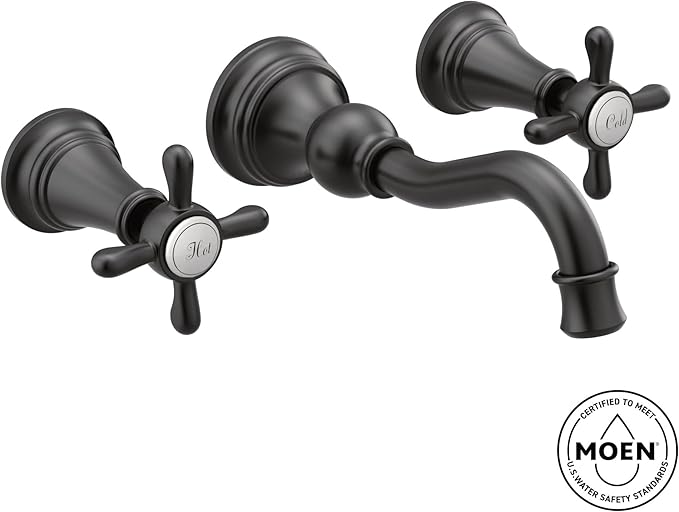 Moen Brushed Gold Weymouth 2-Handle Wall Mount High-Arc Bathroom Faucet (Valve Sold Separately), TS42112BG