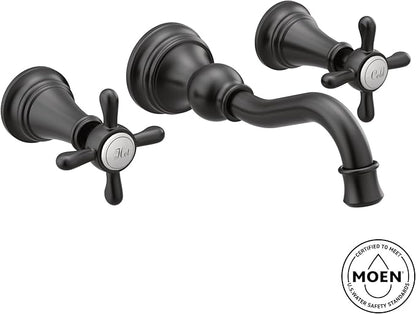 Moen Brushed Gold Weymouth 2-Handle Wall Mount High-Arc Bathroom Faucet (Valve Sold Separately), TS42112BG