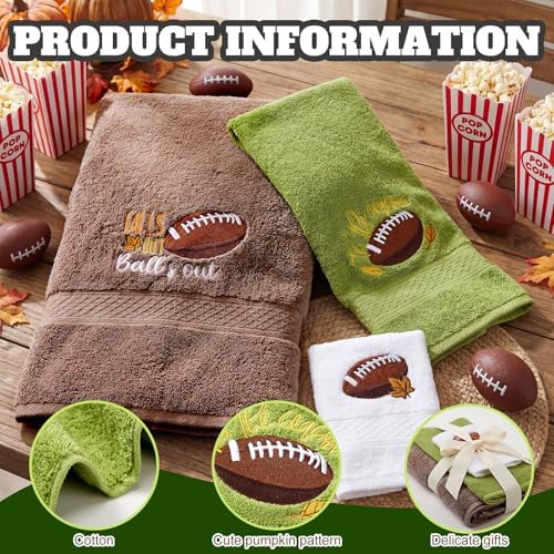 Peryiter 3 Pack Football Decorative Bath Towel Set