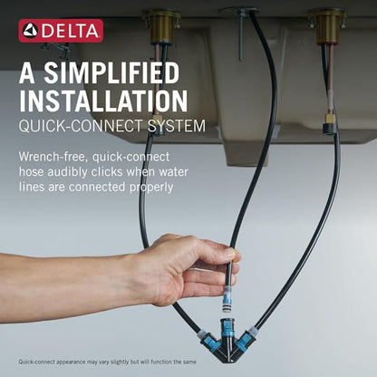 Delta Nicoli Matte Black Bathroom Faucet 3 Hole, 8 Inch Widespread Bathroom Sink Faucet for Vanity, Push-Pop Drain Assembly, Matte Black 35849LF-BL