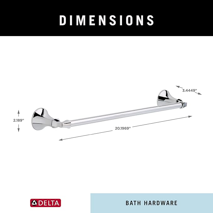 DELTA FAUCET Rubber Limited 76418 Ashlyn 18-in Wall Mount Towel Bar Bath Hardware Accessory in Polished Chrome