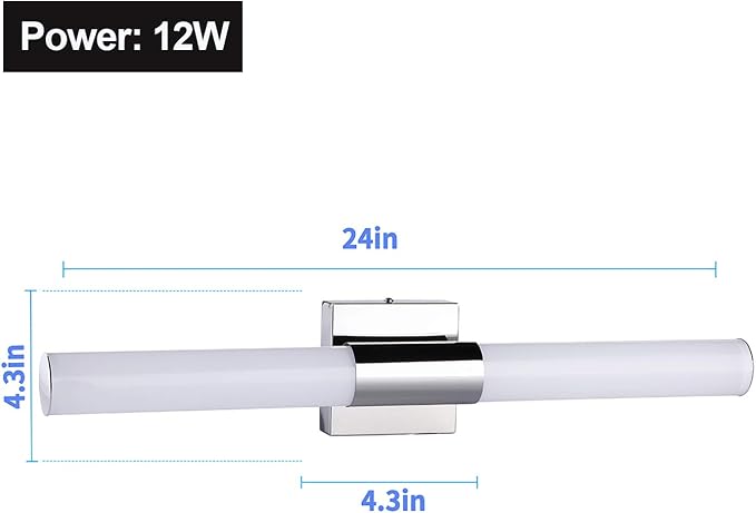 TRLIFE LED Bathroom Vanity Light 24inches, Dimmable Modern LED Vanity Light 12W Cool White 6000K Bathroom Vanity Mirror Front Lights Fixtures Modern Vanity Light for Bathroom (12W, 24inch)