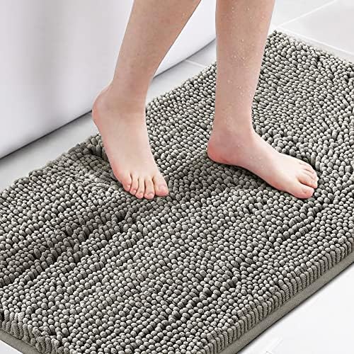 H.VERSAILTEX Microfiber Bath Rugs Chenille Floor Mat Ultra Soft Washable Bathroom Dry Fast Water Absorbent Bedroom Area Rugs, 24 x 42 - Inch, Dark Grey