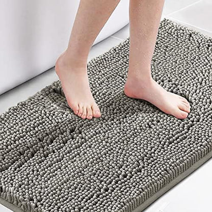 H.VERSAILTEX Microfiber Bath Rugs Chenille Floor Mat Ultra Soft Washable Bathroom Dry Fast Water Absorbent Bedroom Area Rugs, 24 x 42 - Inch, Dark Grey