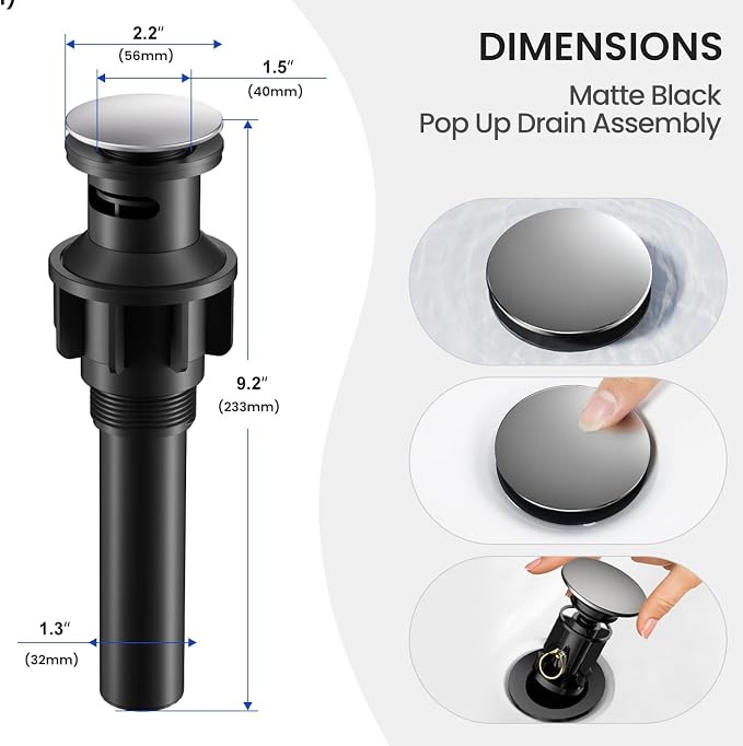 Bathroom Faucet 8 Inch, Brushed Nickel Widespread Sink Faucet | 360° rotating spout and pop-up drain for vanity, RV and outdoor sinks.