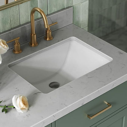 ARIEL Hepburn 66 Inch Double Rectangle Sink Bathroom Vanity with Carrara White Quartz Countertop 1.5 Inch in Vintage Green