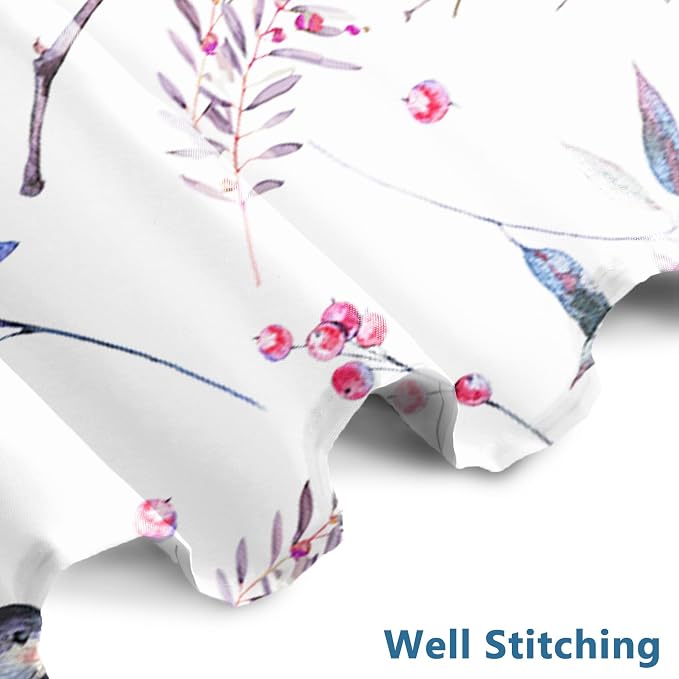 AWERT Cheery Birds on Tree Branch Shower Curtain for Bathroom Bird Shower Curtain with Hooks Colorful Waterproof Fabric Bathroom Accessories Bathtub Decor 72x84inch