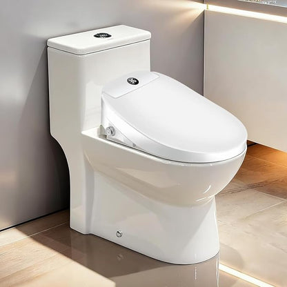 Electric Bidet Toilet Seat, Filtered & Unlimited Warm Water, 8 Modes Spa Wash, Warm Air Dryer, Heated Seat, Self-Clean Stainless Steel Nozzle, HD Night Light. 10-year warranty. (TB-45E,Elongated)